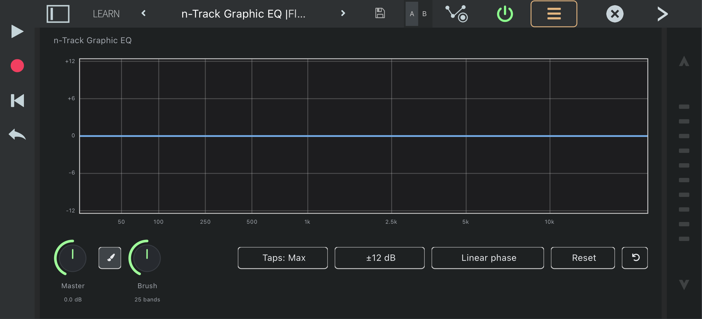 The effect browser with Graphic EQ selected
